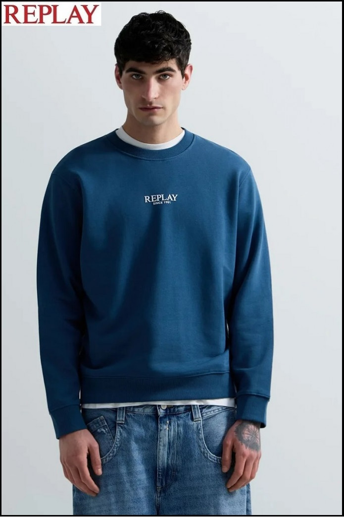 SUDADERA DE ALGODÓN AZUL PETRÓLEO REPLAY