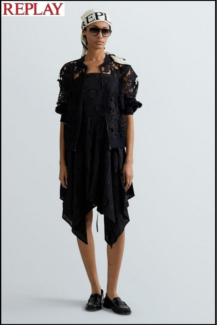 CHAQUETA CON CREMALLERA Y ENCAJE REPLAY