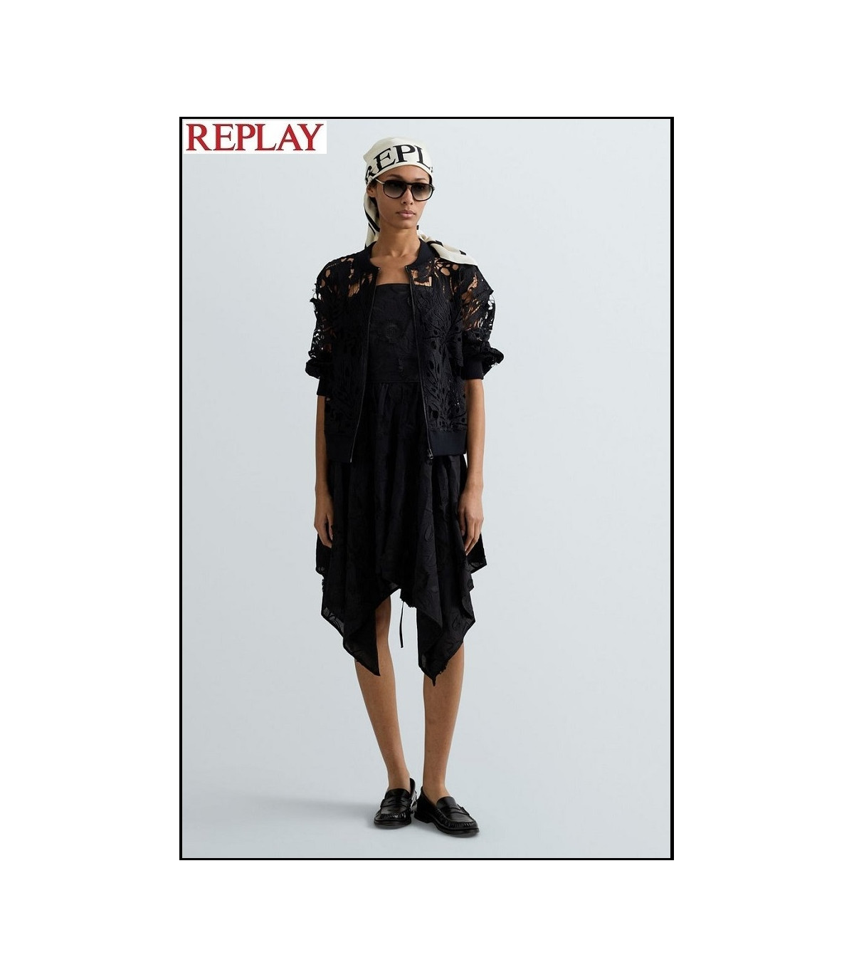 CHAQUETA CON CREMALLERA Y ENCAJE REPLAY