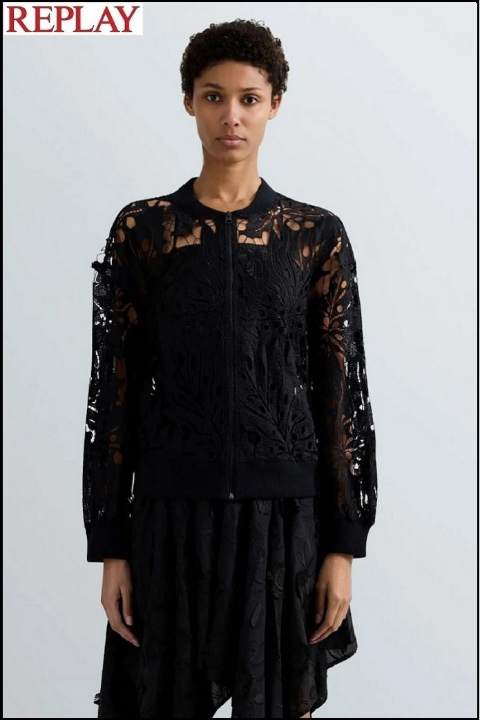 CHAQUETA CON CREMALLERA Y ENCAJE REPLAY