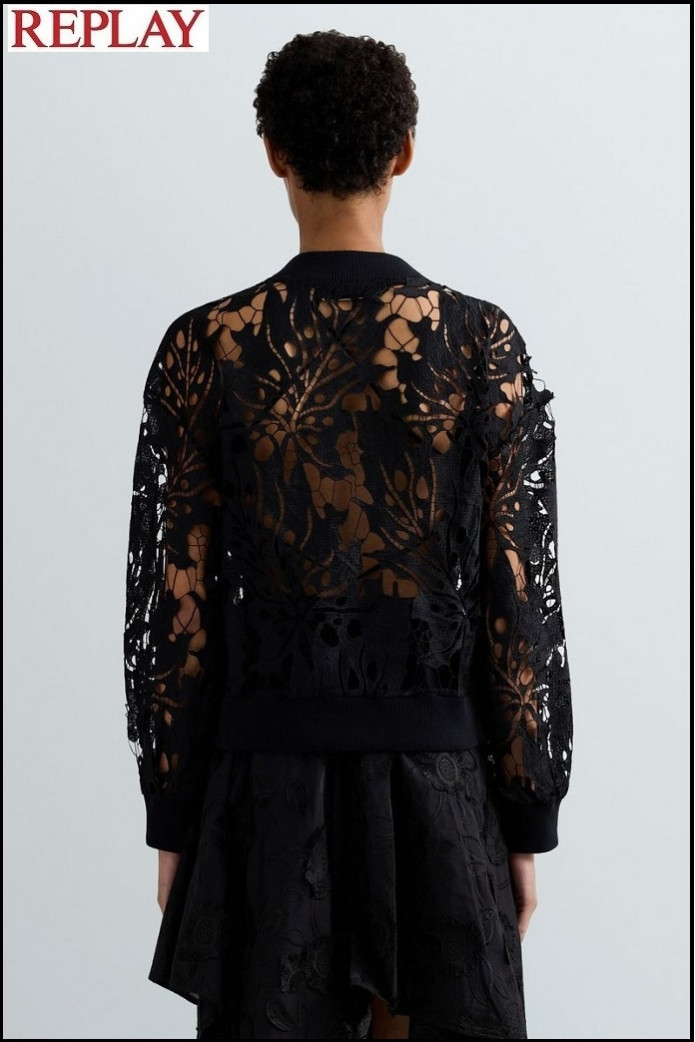 CHAQUETA CON CREMALLERA Y ENCAJE REPLAY