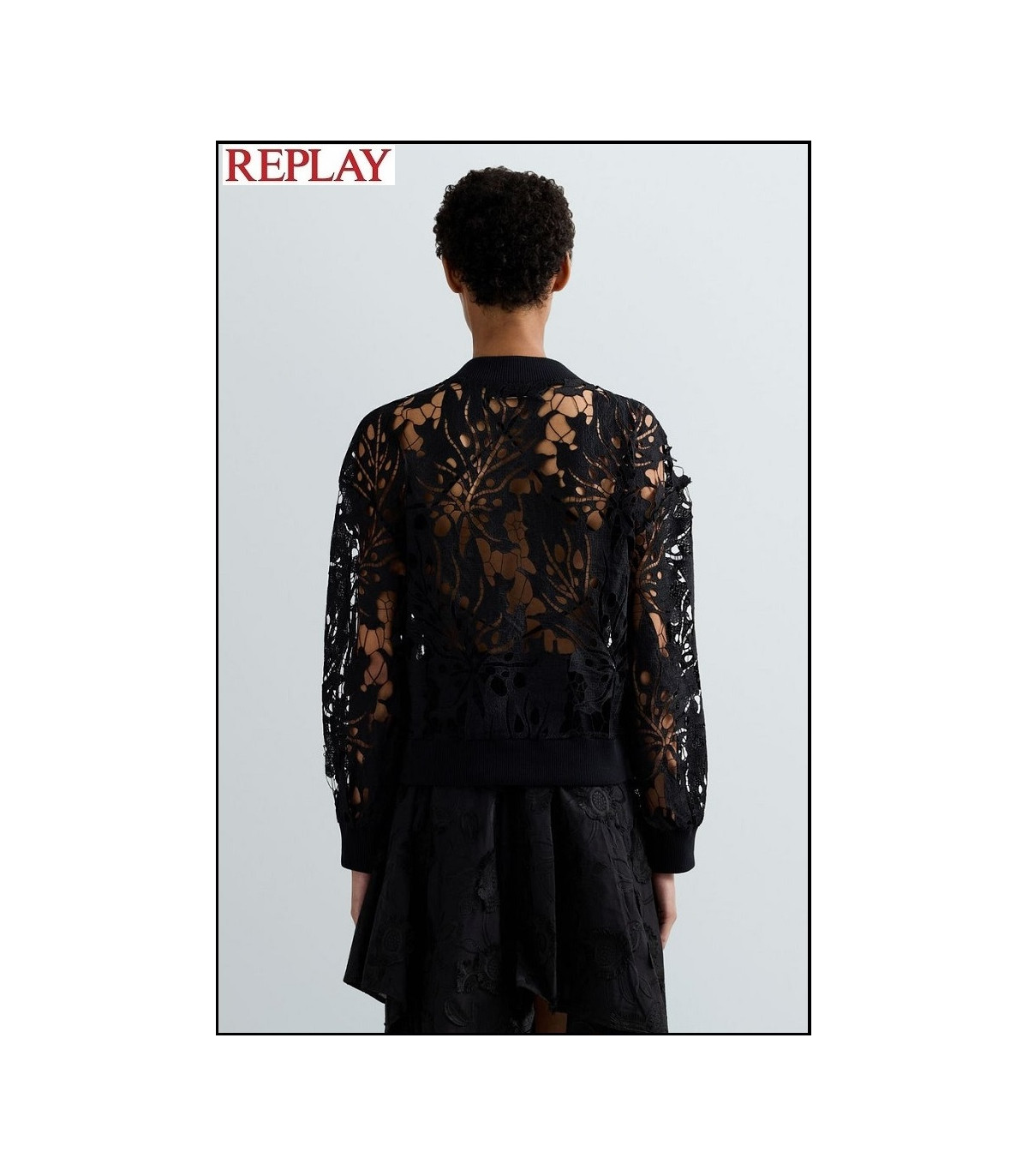 CHAQUETA CON CREMALLERA Y ENCAJE REPLAY