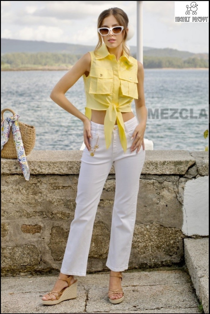 PANTALÓN TEJANO BLANCO HIGHLY PREPPY