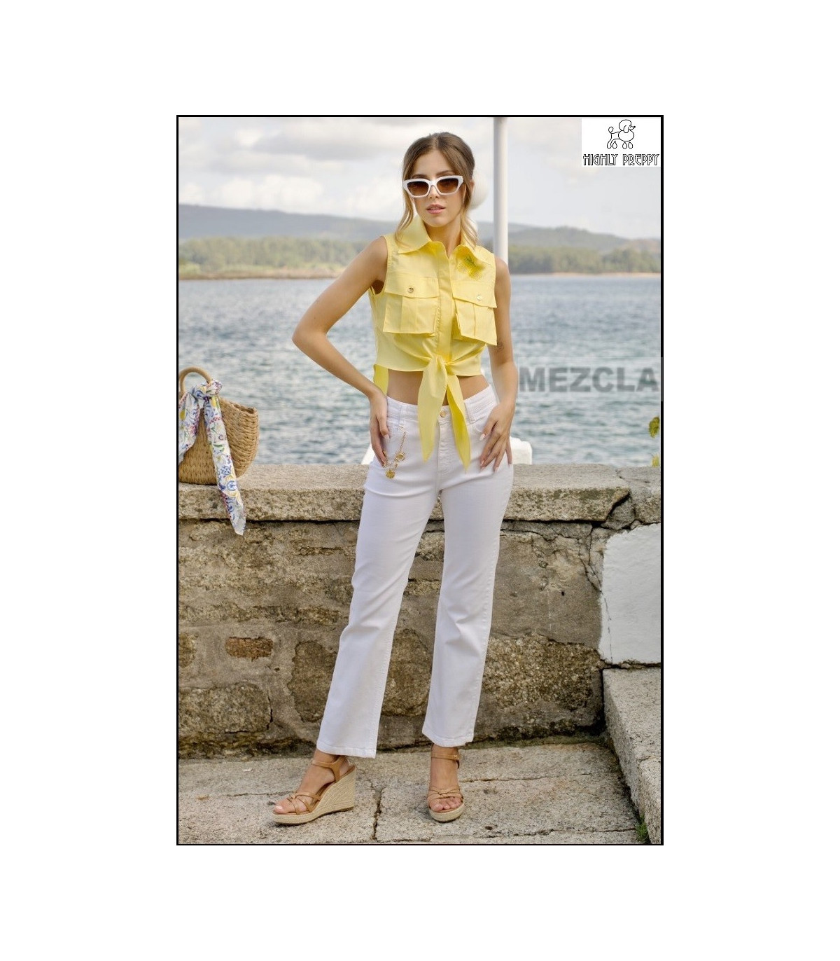 PANTALÓN TEJANO BLANCO HIGHLY PREPPY