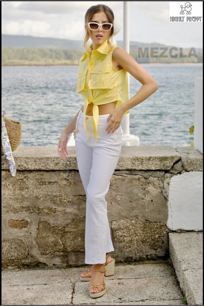 PANTALÓN TEJANO BLANCO HIGHLY PREPPY