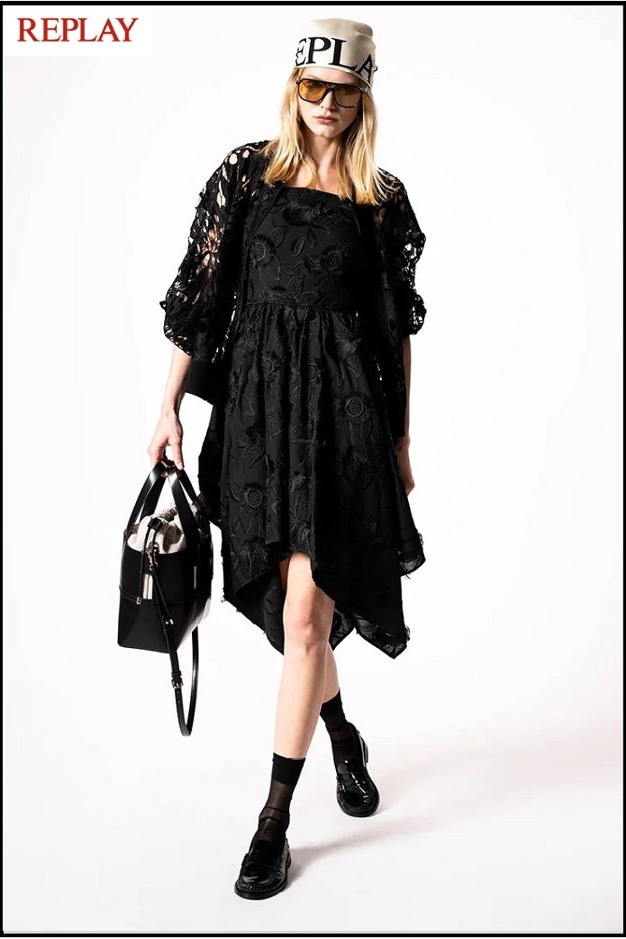 CHAQUETA CON CREMALLERA Y ENCAJE REPLAY