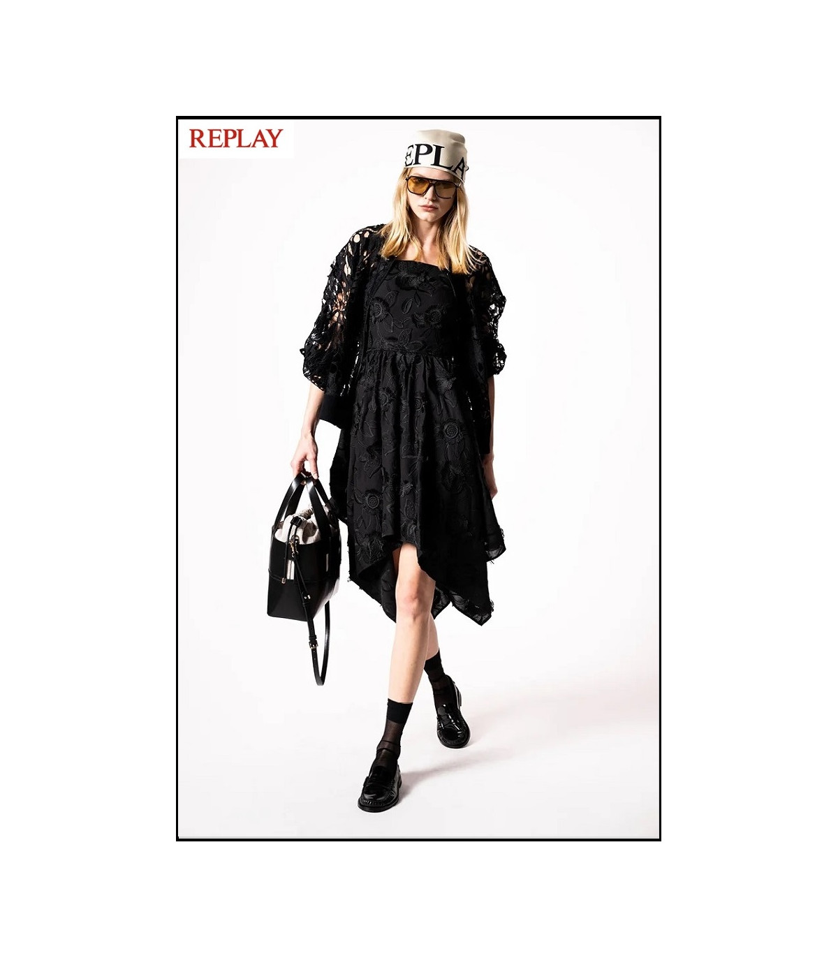 CHAQUETA CON CREMALLERA Y ENCAJE REPLAY