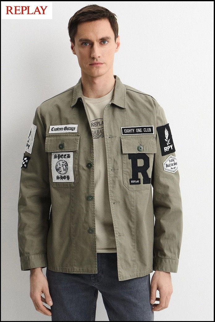 SOBRECAMISA CON PARCHE Y LOGOTIPO REPLAY