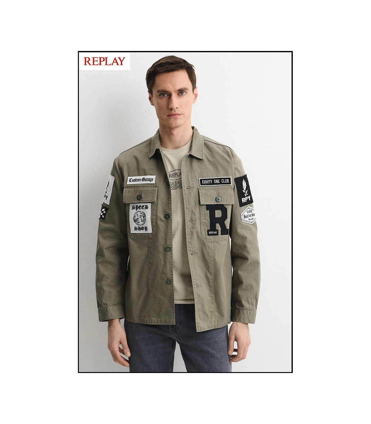 SOBRECAMISA CON PARCHE Y LOGOTIPO REPLAY