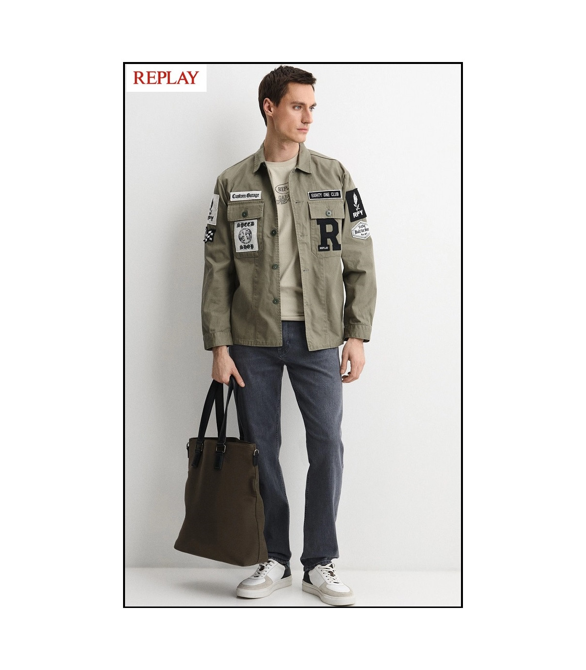 SOBRECAMISA CON PARCHE Y LOGOTIPO REPLAY