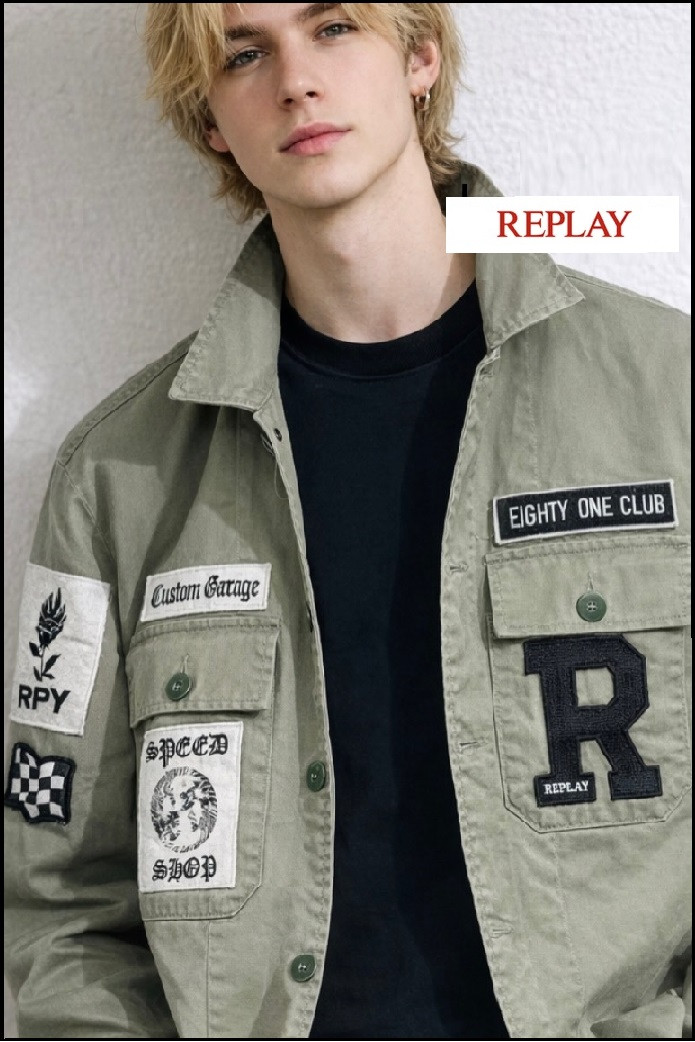 SOBRECAMISA CON PARCHE Y LOGOTIPO REPLAY