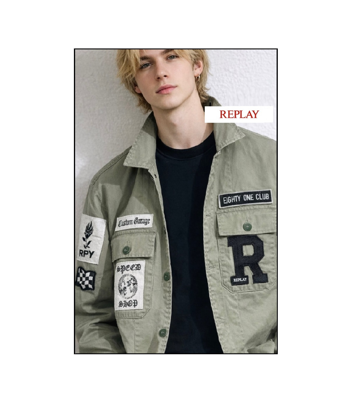 SOBRECAMISA CON PARCHE Y LOGOTIPO REPLAY