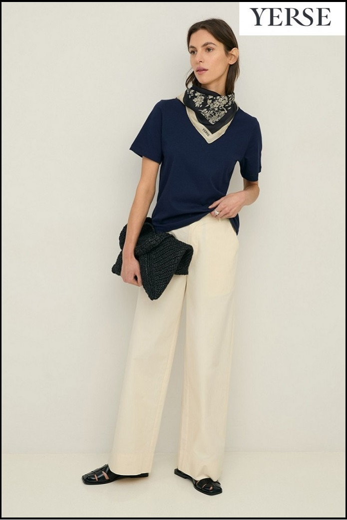 PANTALÓN WIDE LEG POPELÍN YELLOW YERSE