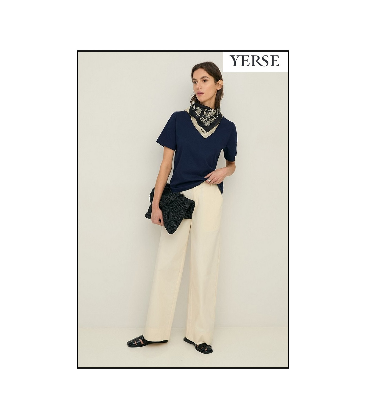 PANTALÓN WIDE LEG POPELÍN YELLOW YERSE