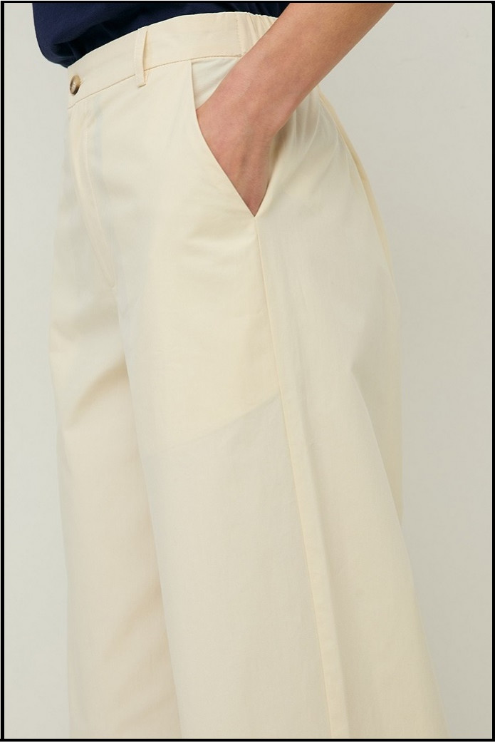 PANTALÓN WIDE LEG POPELÍN YELLOW YERSE