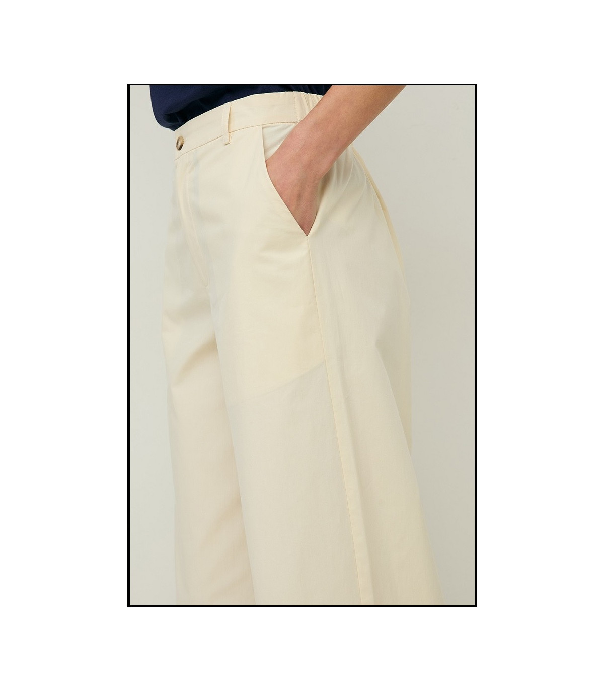 PANTALÓN WIDE LEG POPELÍN YELLOW YERSE