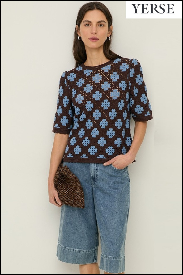 JERSEY EFECTO CROCHET FONDO CHOCOLATE YERSE