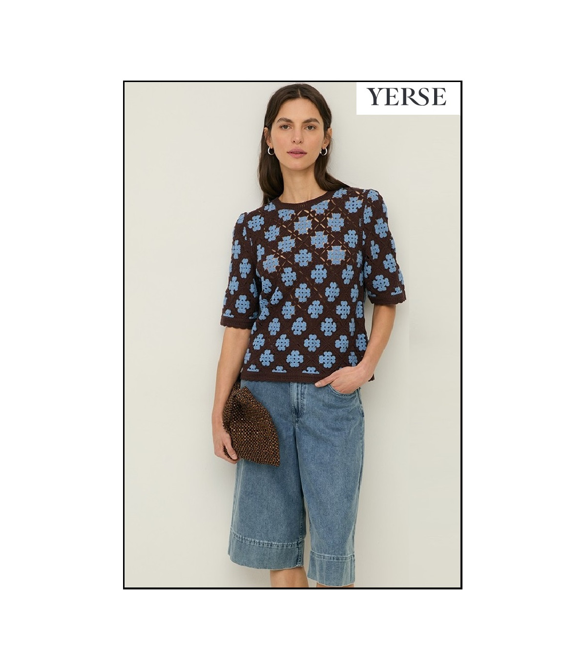 JERSEY EFECTO CROCHET FONDO CHOCOLATE YERSE