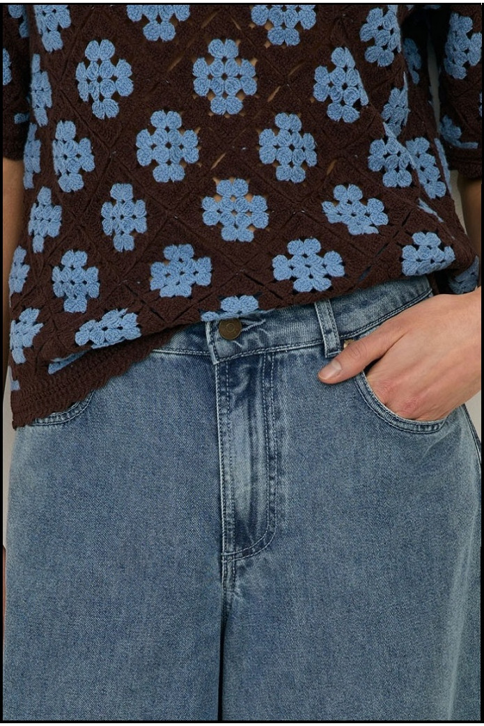 JERSEY EFECTO CROCHET FONDO CHOCOLATE YERSE