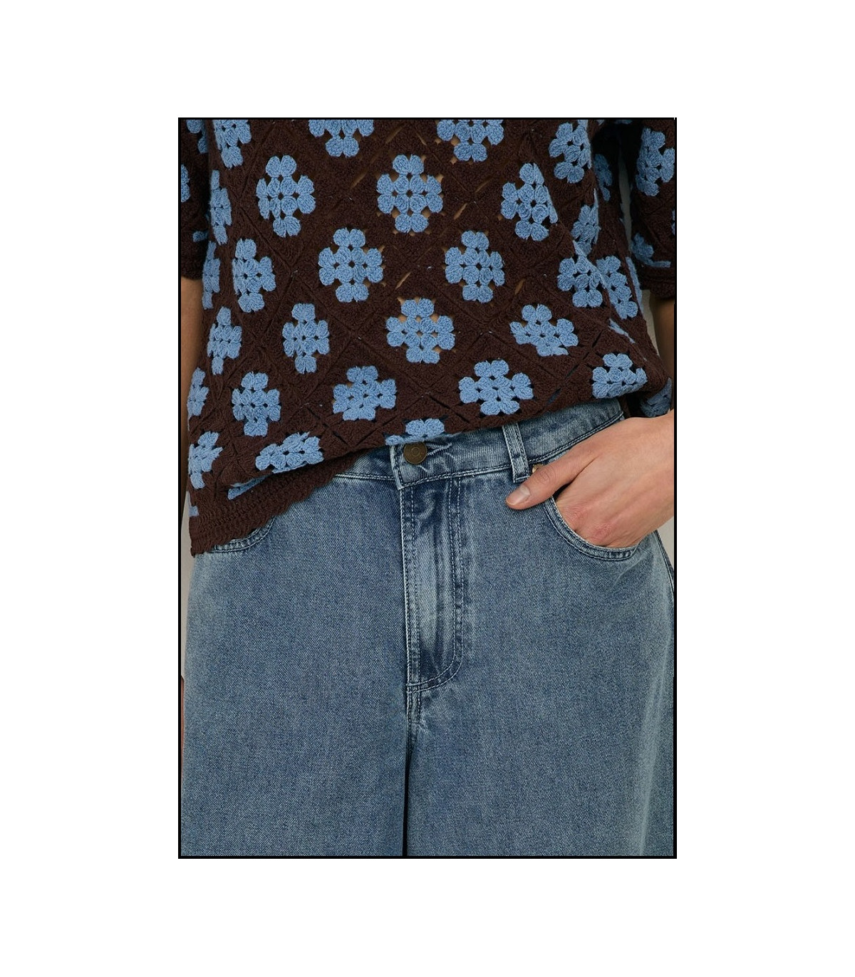 JERSEY EFECTO CROCHET FONDO CHOCOLATE YERSE