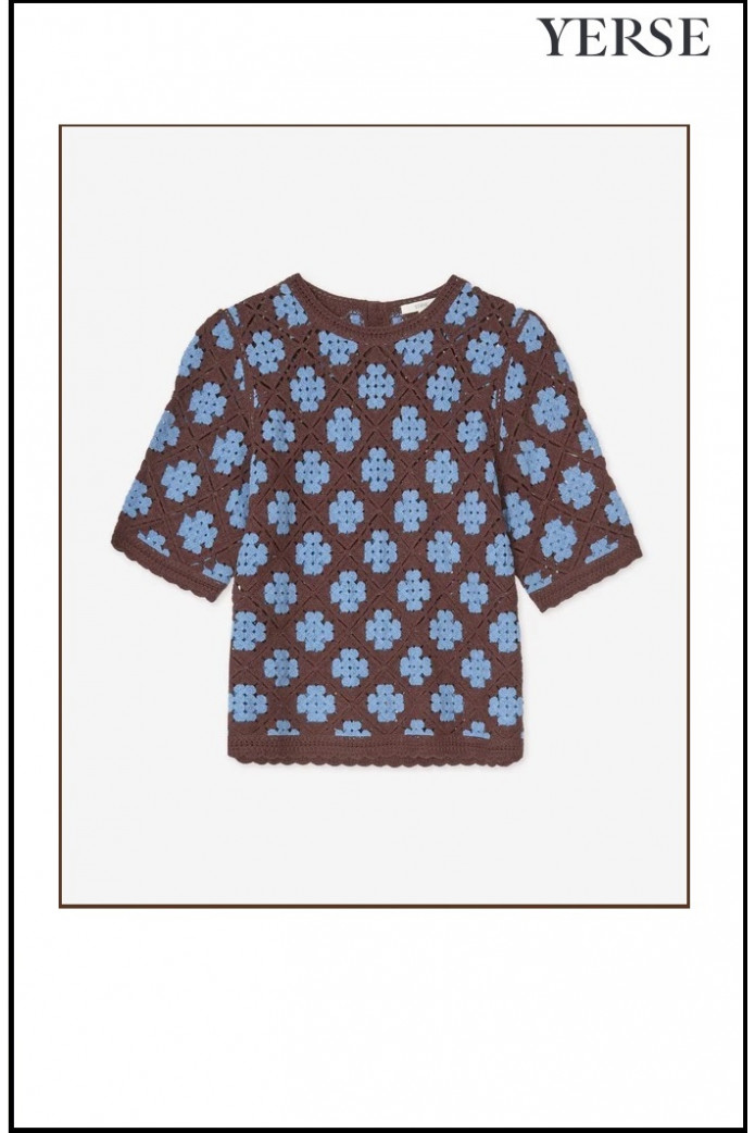 JERSEY EFECTO CROCHET FONDO CHOCOLATE YERSE