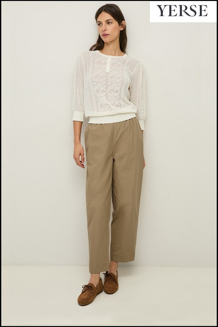 PANTALÓN RECTO POPELÍN GREEN YERSE