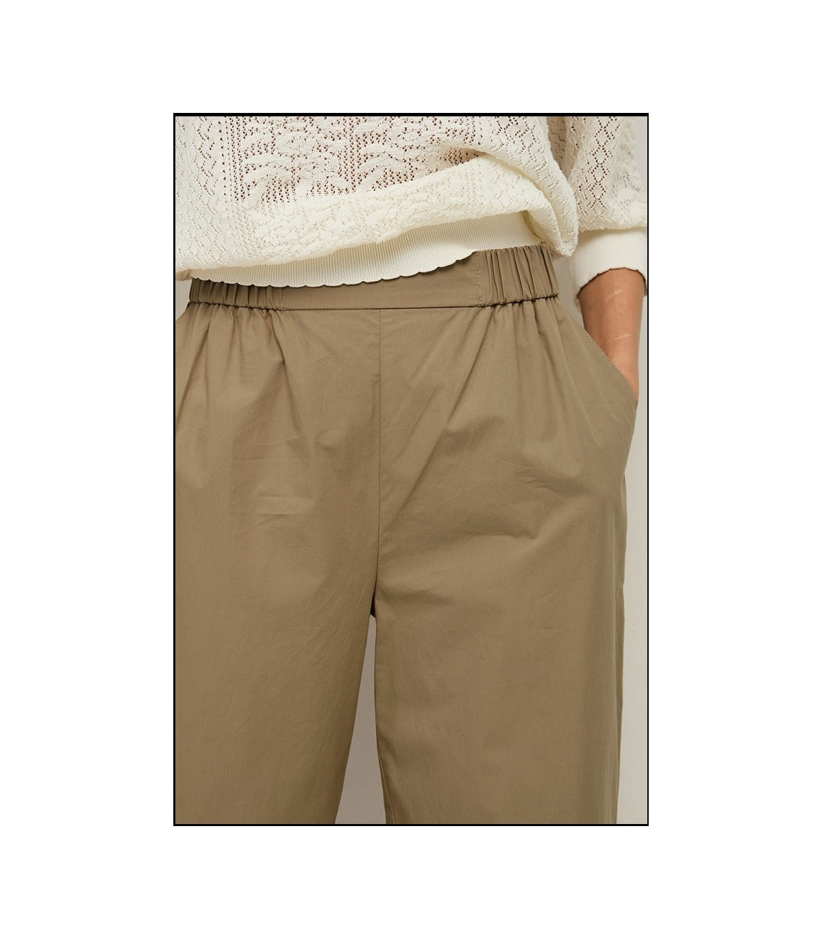 PANTALÓN RECTO POPELÍN GREEN YERSE