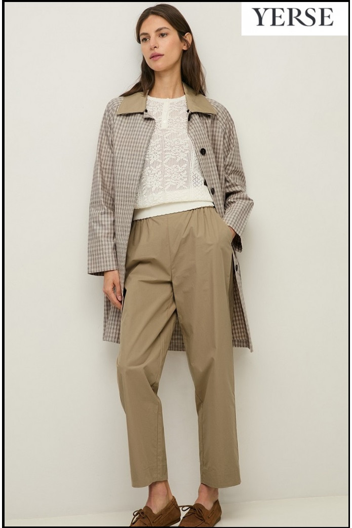 PANTALÓN RECTO POPELÍN GREEN YERSE