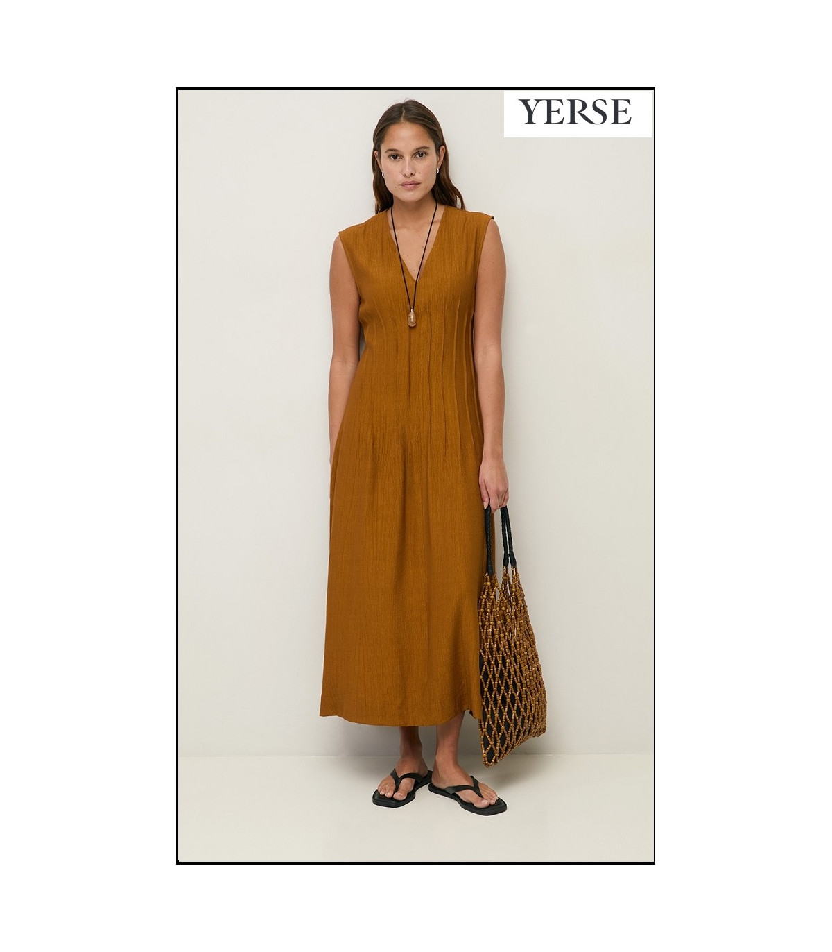 VESTIDO LARGO PLISADO YERSE