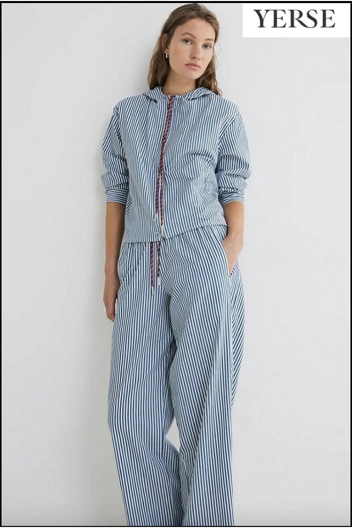 PANTALÓN RAYAS WIDE LEG YERSE