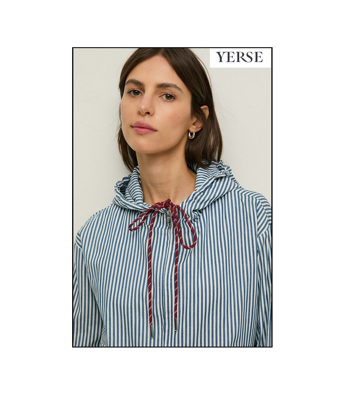 CHAQUETA CON CAPUCHA ALGODÓN RAYAS YERSE