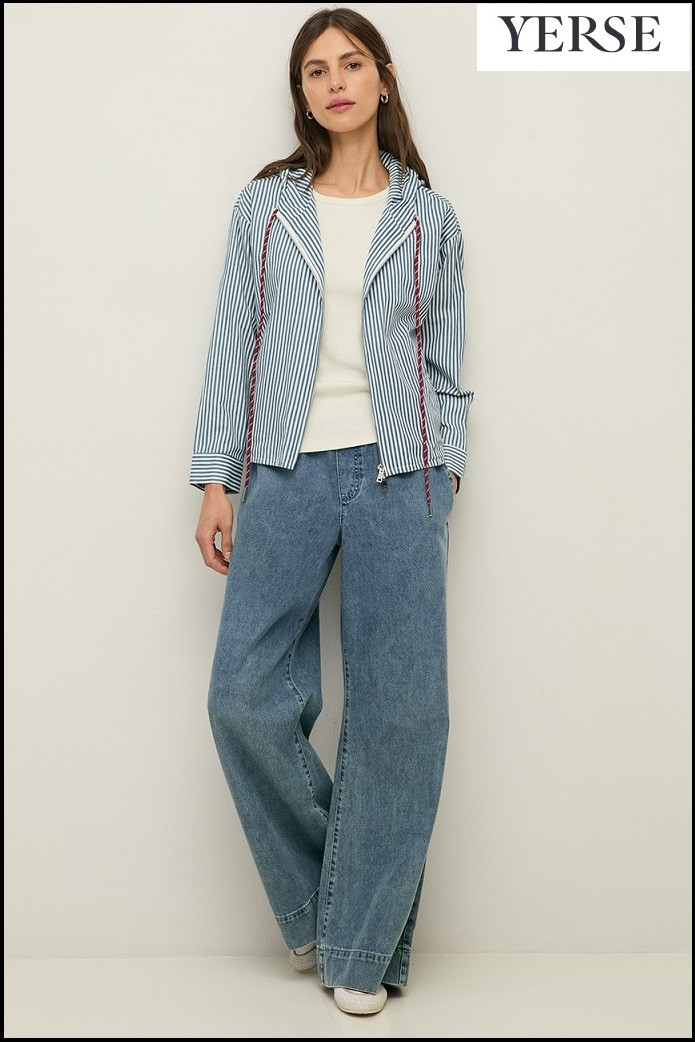 CHAQUETA CON CAPUCHA ALGODÓN RAYAS YERSE