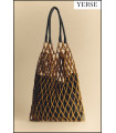 BOLSO DE MALLA CUENTAS DE MADERA YERSE
