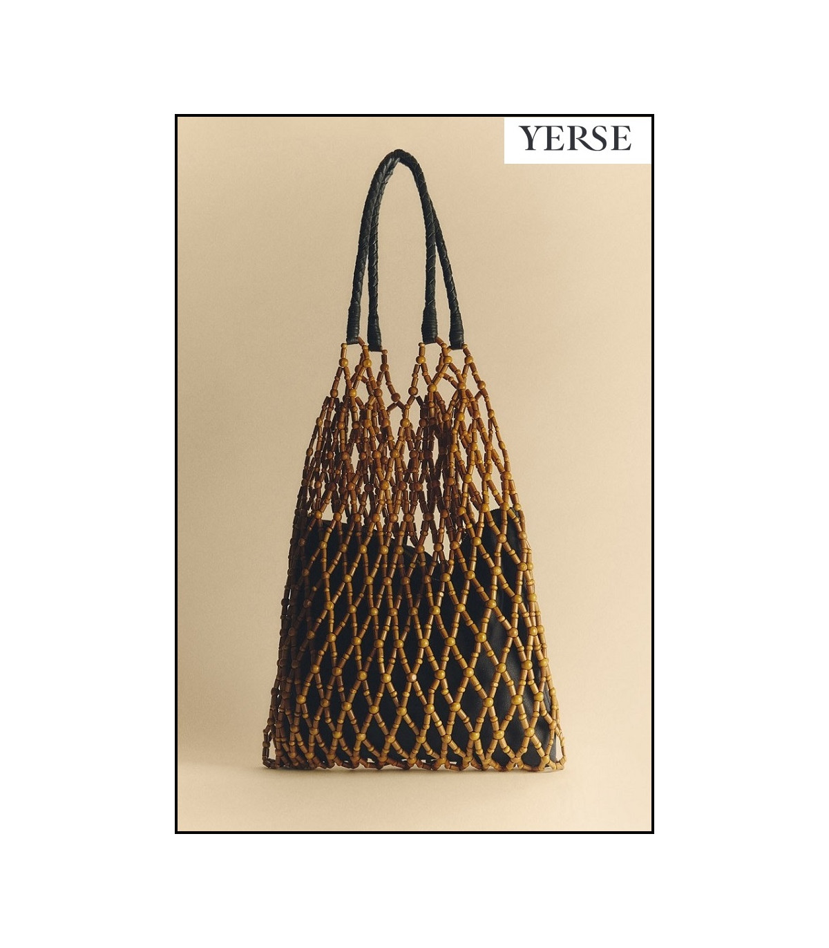 BOLSO DE MALLA CUENTAS DE MADERA YERSE