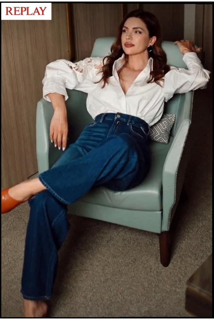 CAMISA DE ALGODÓN CON DETALLES DE ENCAJE REPLAY