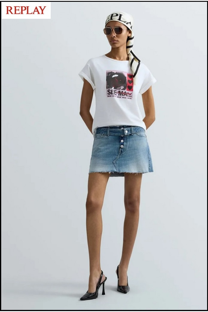 CAMISETA DE PUNTO CON ESTAMPADO FOTOGRÁFICO REPLAY