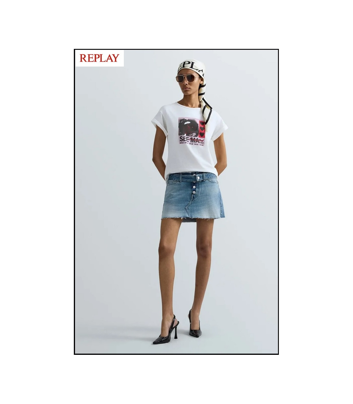 CAMISETA DE PUNTO CON ESTAMPADO FOTOGRÁFICO REPLAY