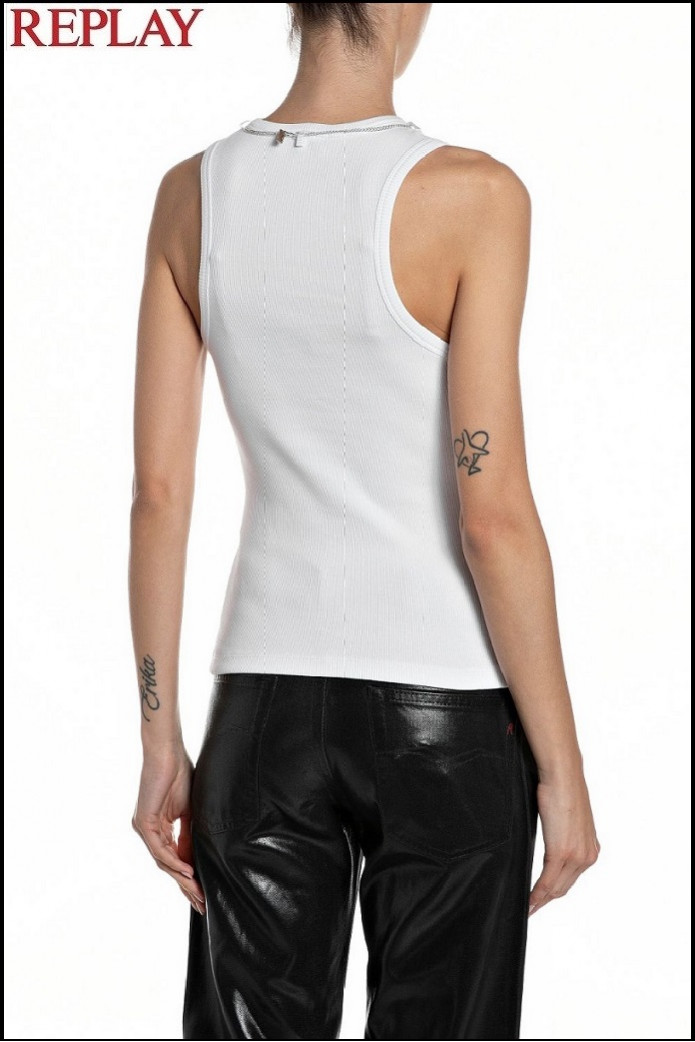 CAMISETA BLANCA CON COLLAR REPLAY