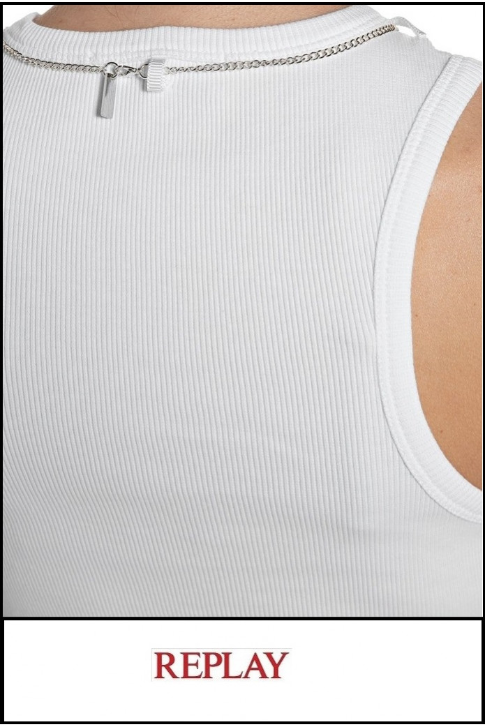 CAMISETA BLANCA CON COLLAR REPLAY