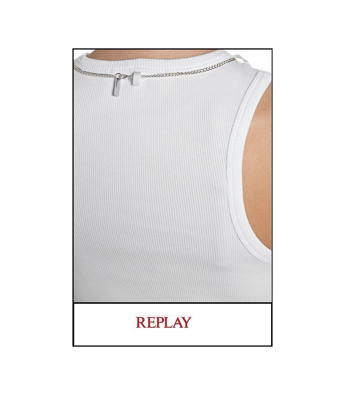 CAMISETA BLANCA CON COLLAR REPLAY