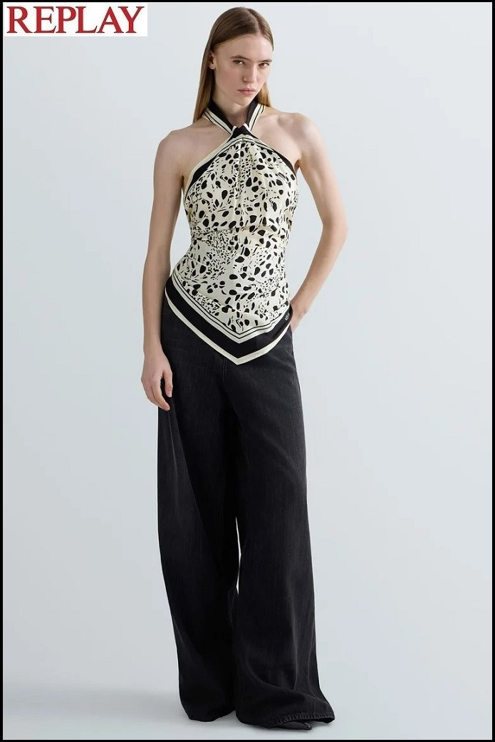 TOP CON ESTAMPADO DE PAÑUELO REPLAY