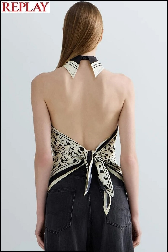 TOP CON ESTAMPADO DE PAÑUELO REPLAY