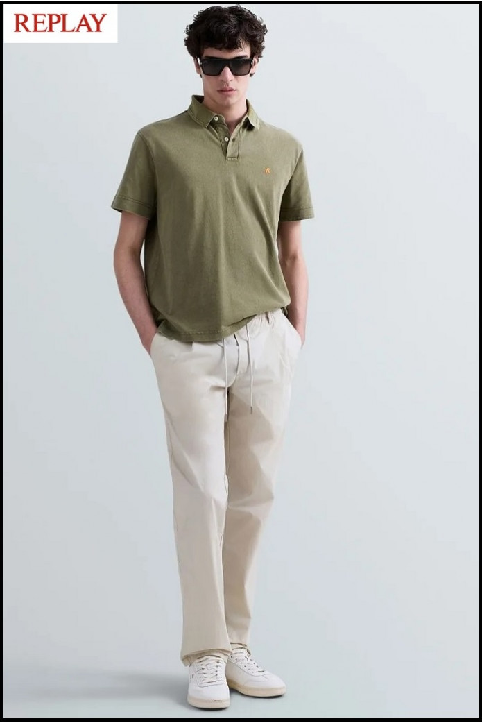 POLO DE PIQUÉ DE ALGODÓN MUD CON BORDADO R REPLAY