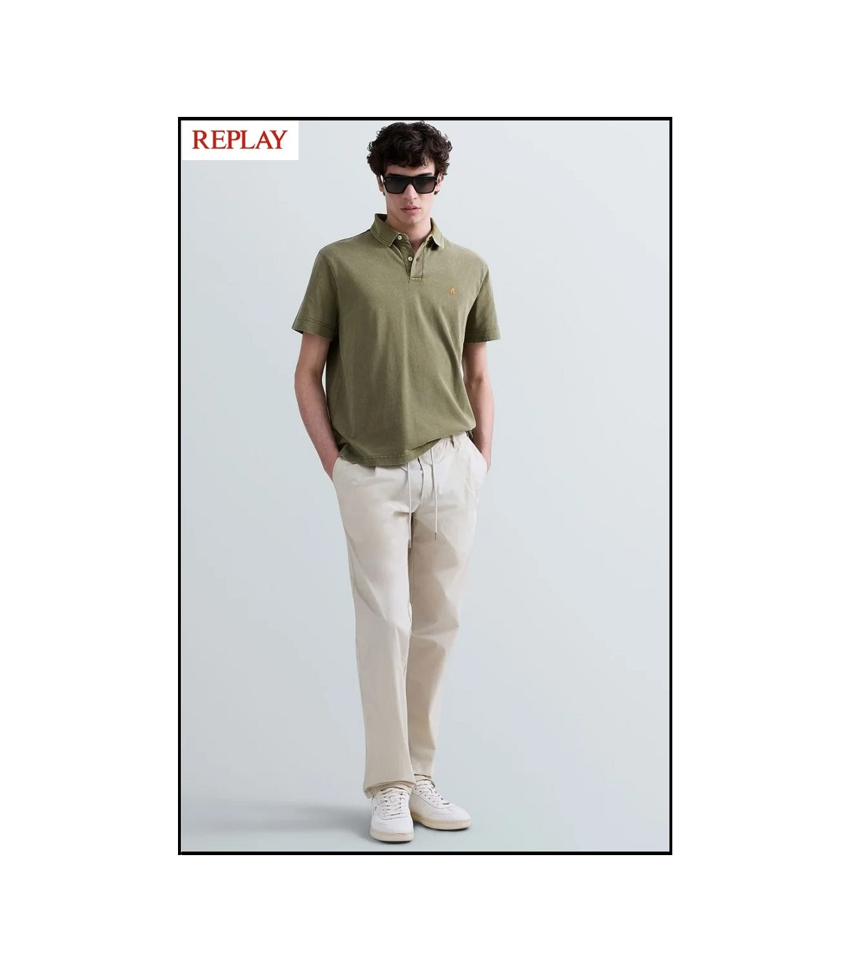 POLO DE PIQUÉ DE ALGODÓN MUD CON BORDADO R REPLAY