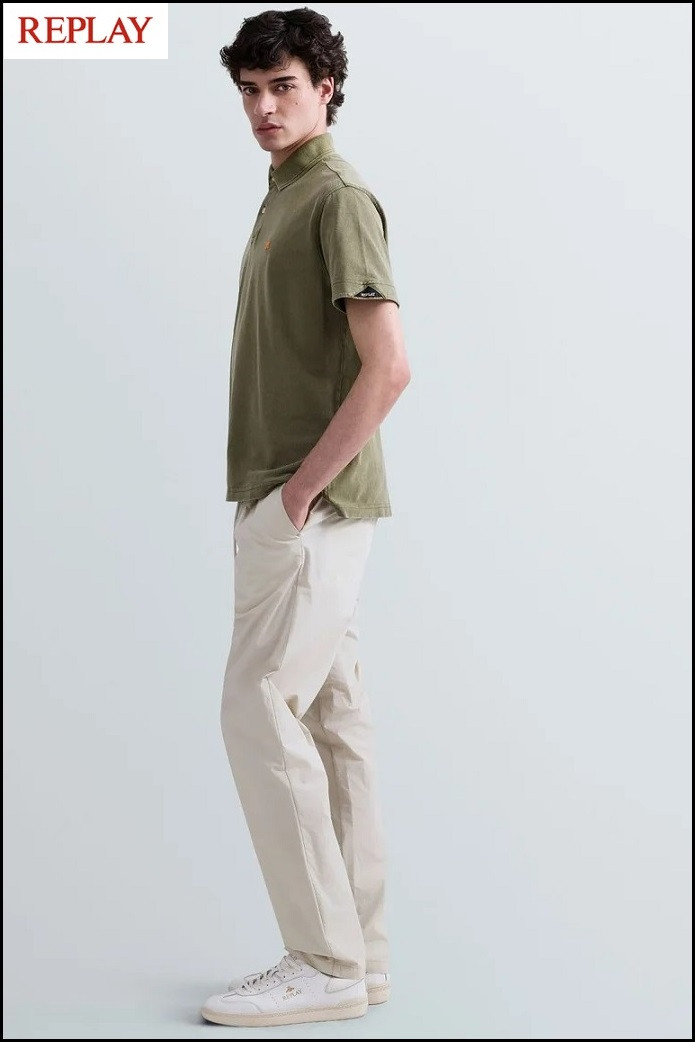 POLO DE PIQUÉ DE ALGODÓN MUD CON BORDADO R REPLAY