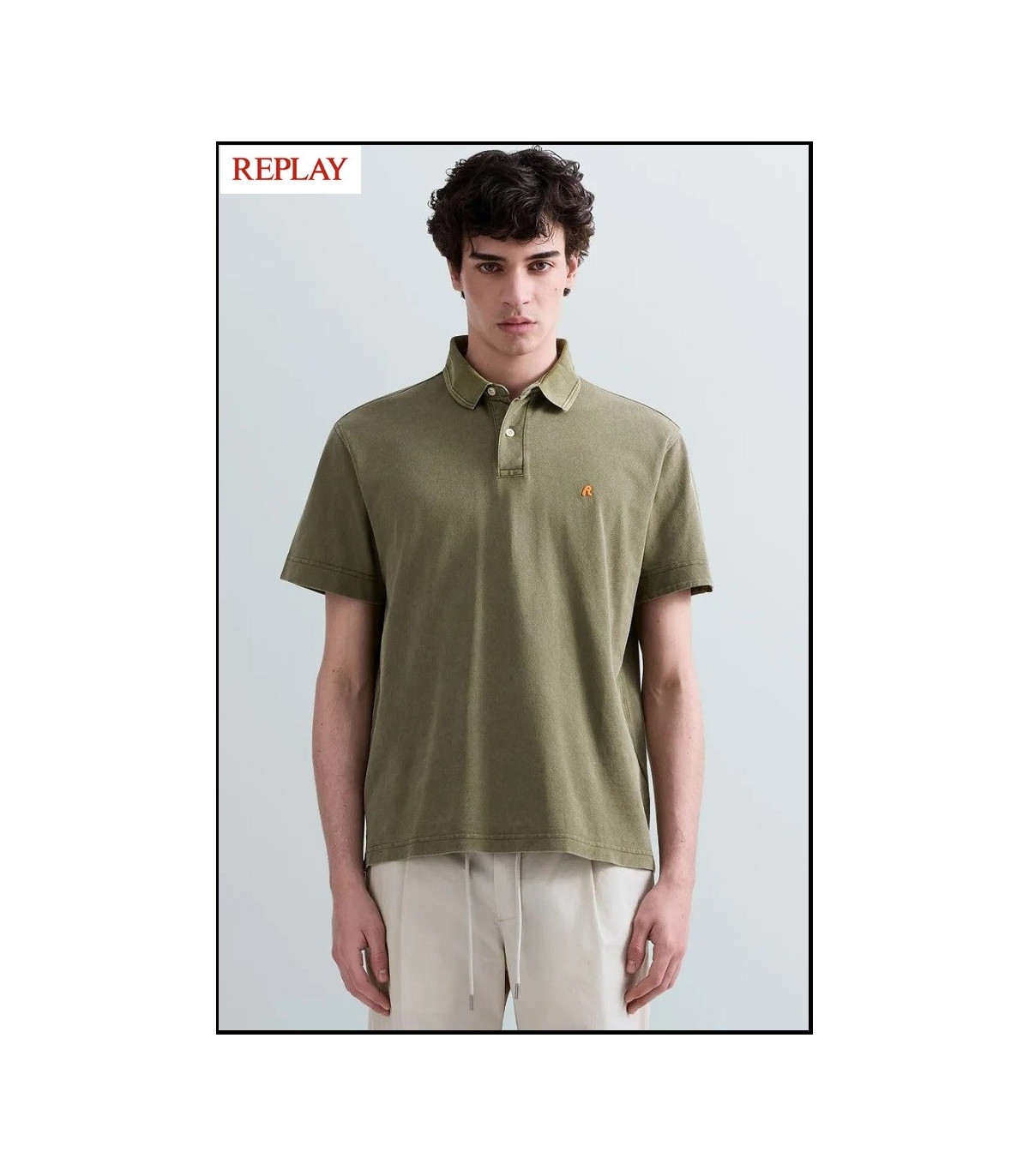 POLO DE PIQUÉ DE ALGODÓN MUD CON BORDADO R REPLAY