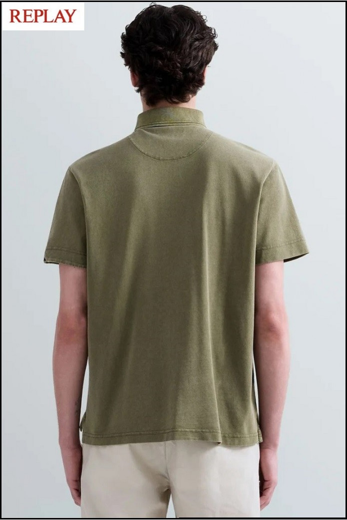 POLO DE PIQUÉ DE ALGODÓN MUD CON BORDADO R REPLAY