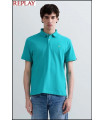 POLO DE PIQUÉ ELÁSTICO EMERALD CON BORDADO R REPLAY