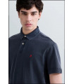 POLO DE PIQUÉ DE ALGODÓN AZUL OSCURO CON BORDADO R