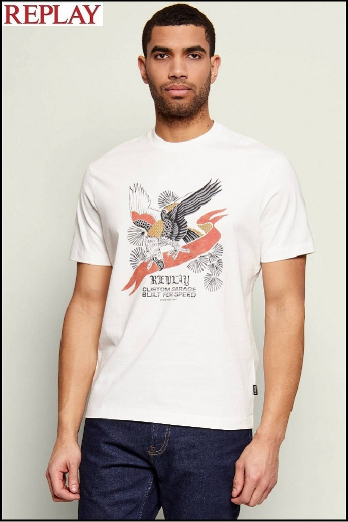 CAMISETA BLANCA CON ESTAMPADO ÁGUILA REPLAY